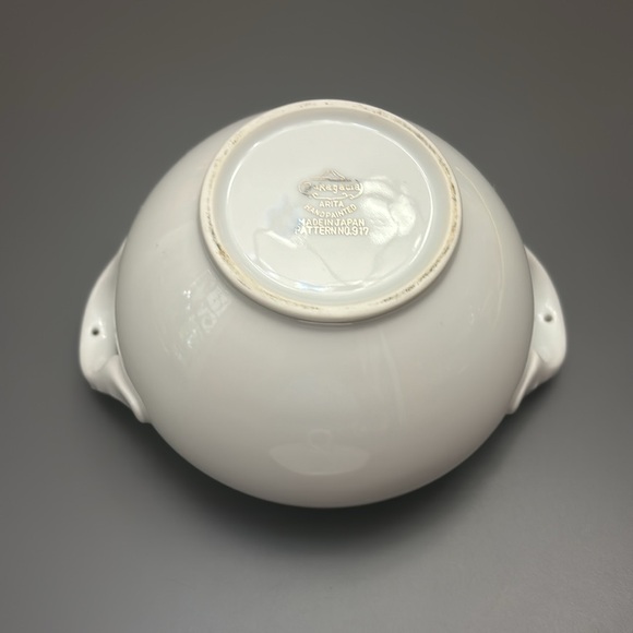 Vintage Sugar Bowl with Lid Fukagawa Arita Japan MCM Porcelain White and Silver - Picture 6 of 8